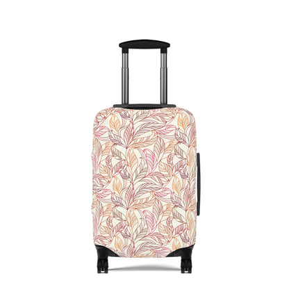 Andalusian Botanica terracotta botanical stretch luggage cover with flowing leaf pattern on rolling suitcase