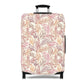 Andalusian Botanica terracotta botanical stretch luggage cover with flowing leaf pattern on rolling suitcase