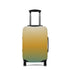 Baja Sunset gradient stretch luggage cover in golden amber and teal fitted on hard shell rolling suitcase