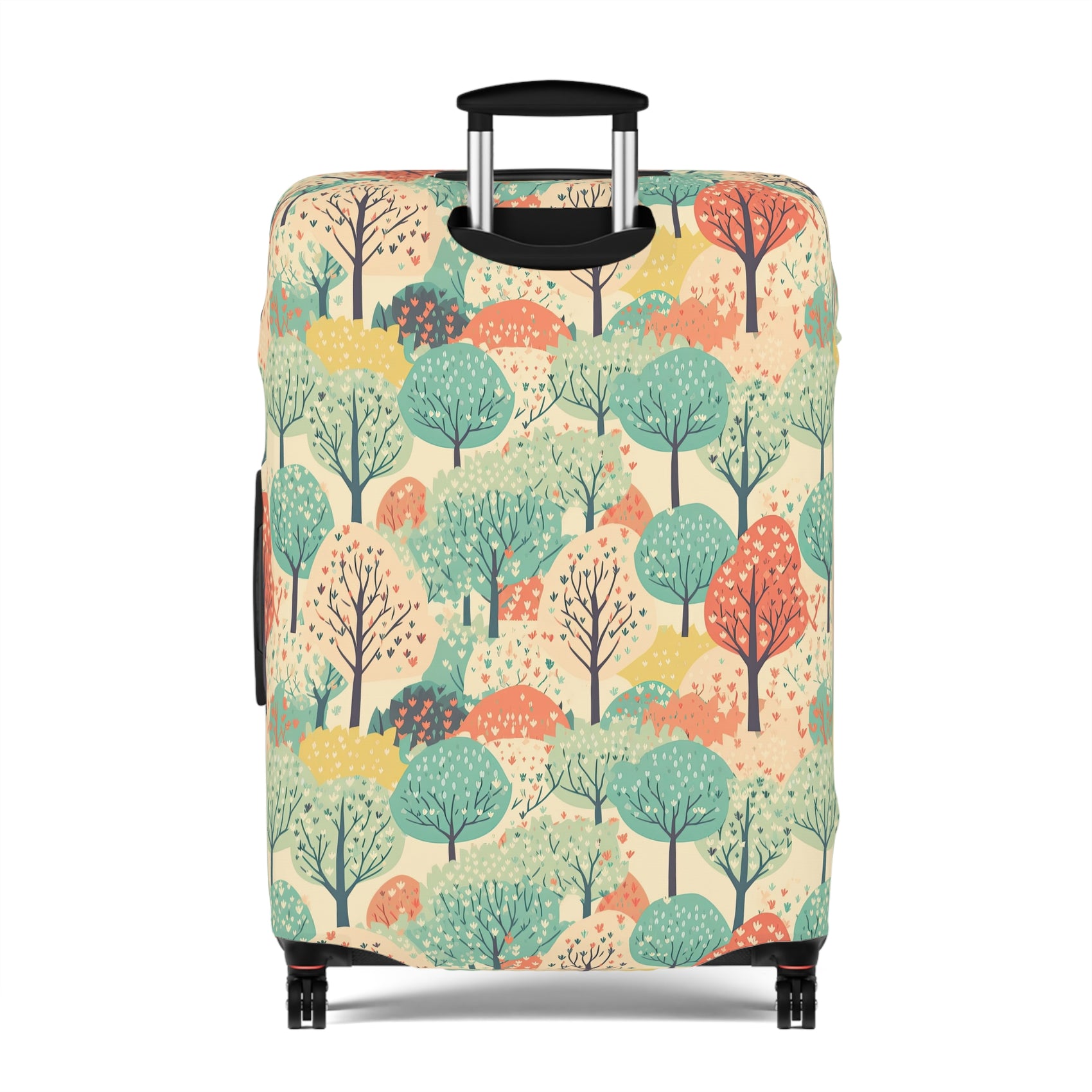 Bavarian Storybook spring countryside stretch luggage cover with meadow trees and blossoms