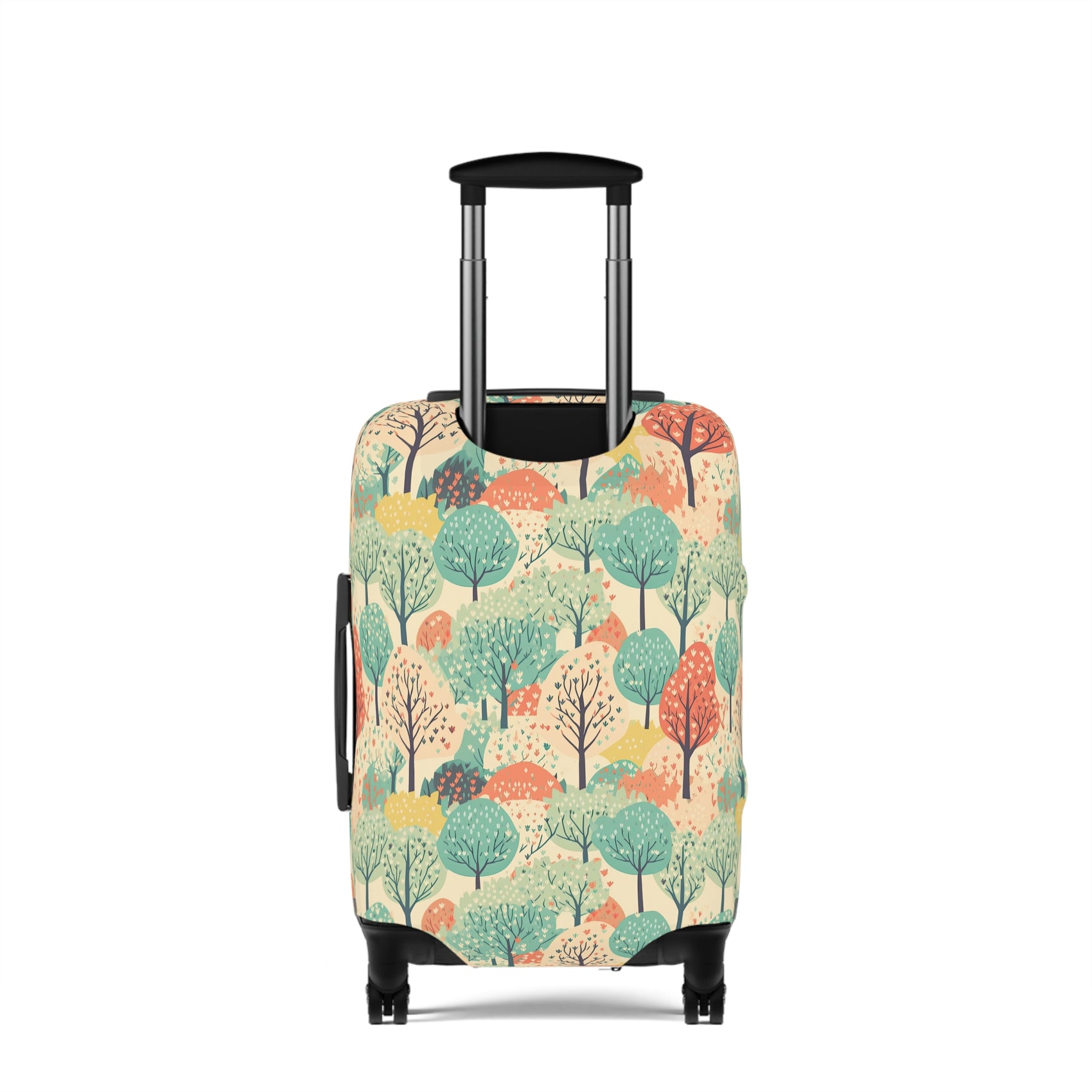 Bavarian Storybook spring countryside stretch luggage cover with meadow trees and blossoms