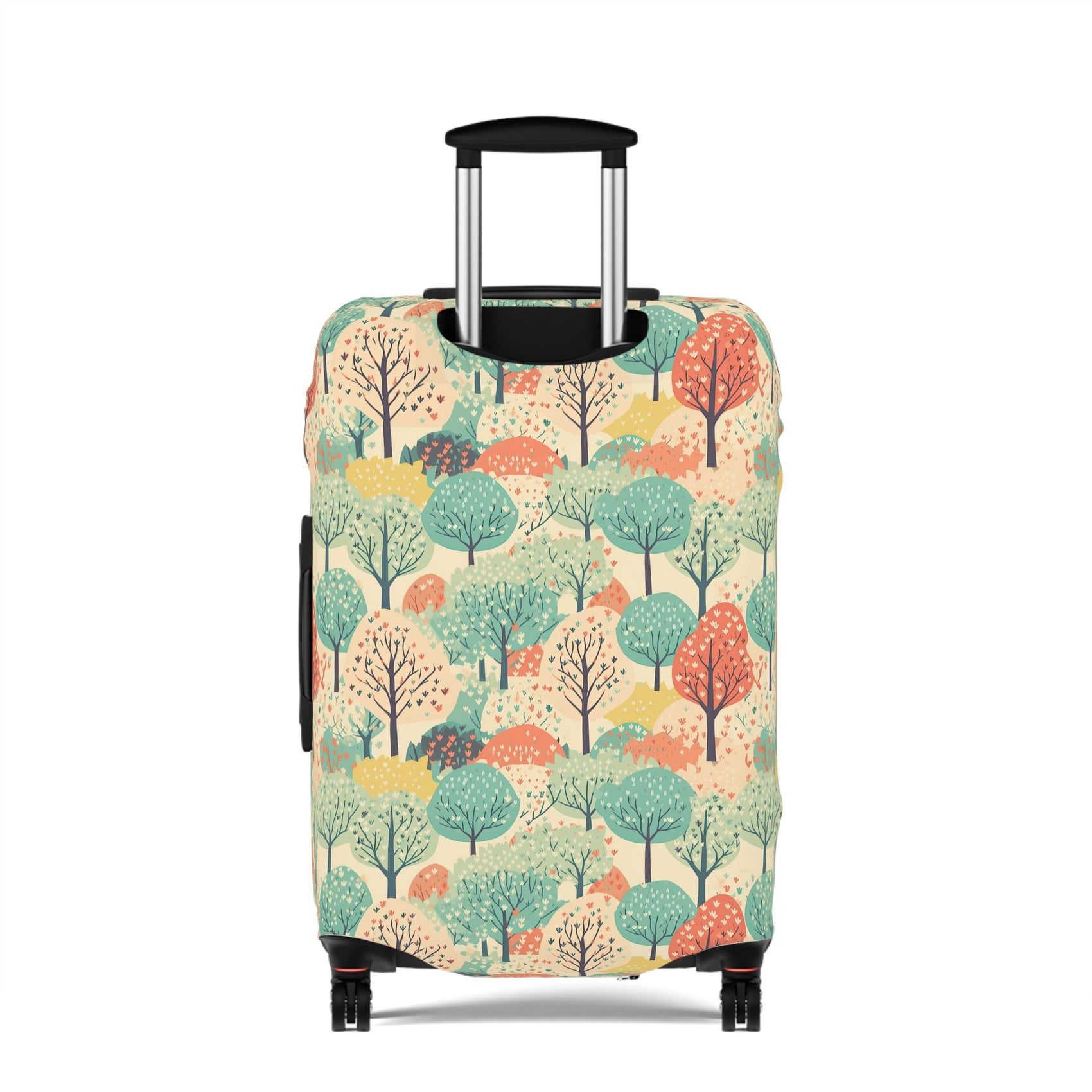 Bavarian Storybook spring countryside stretch luggage cover with meadow trees and blossoms
