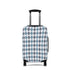 Caledonia Drift blue gray argyle stretch luggage cover with diamond pattern on rolling suitcase