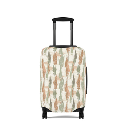 Cypress Guardians stretch luggage cover with Mediterranean tree silhouettes in earth tones