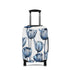 Delft Bloom blue and white stretch luggage cover with Dutch tulip pattern