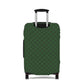 Emerald Isle green plaid stretch luggage cover fitted on rolling suitcase