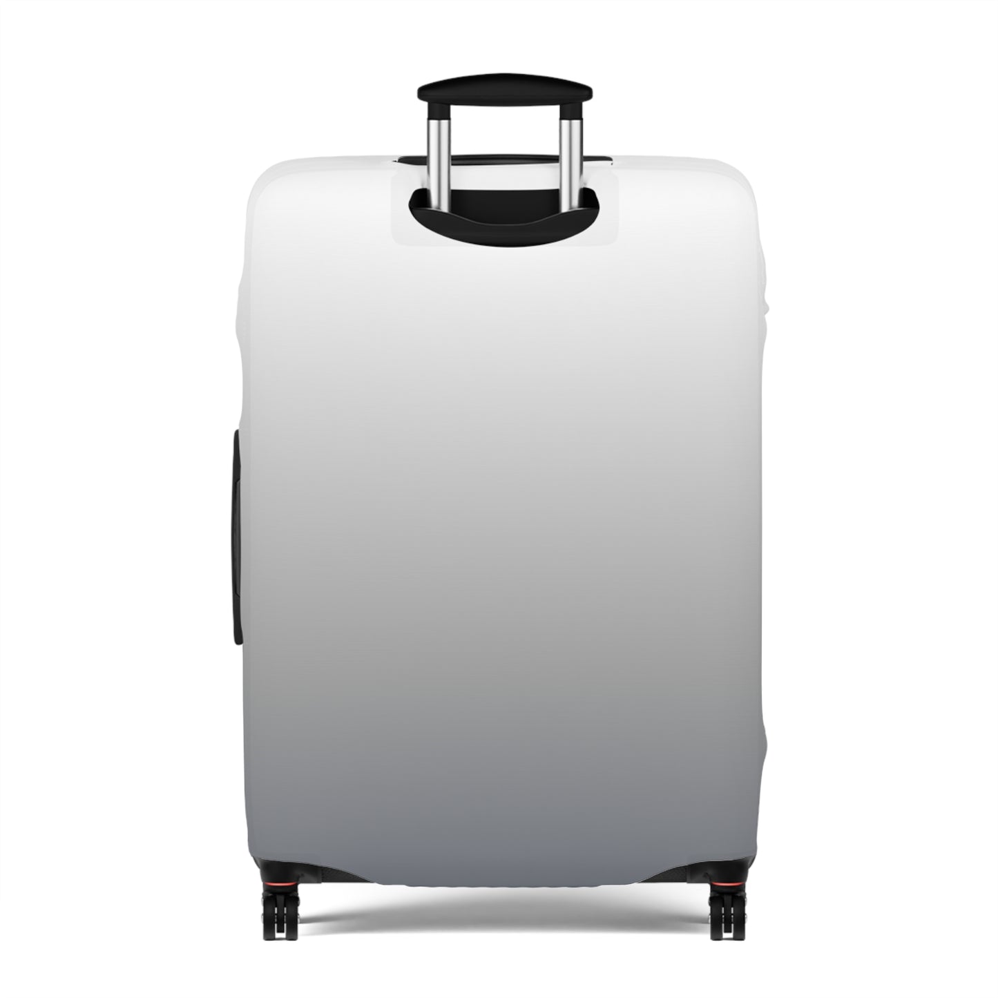 London Fog gray gradient stretch luggage cover fitted on rolling suitcase