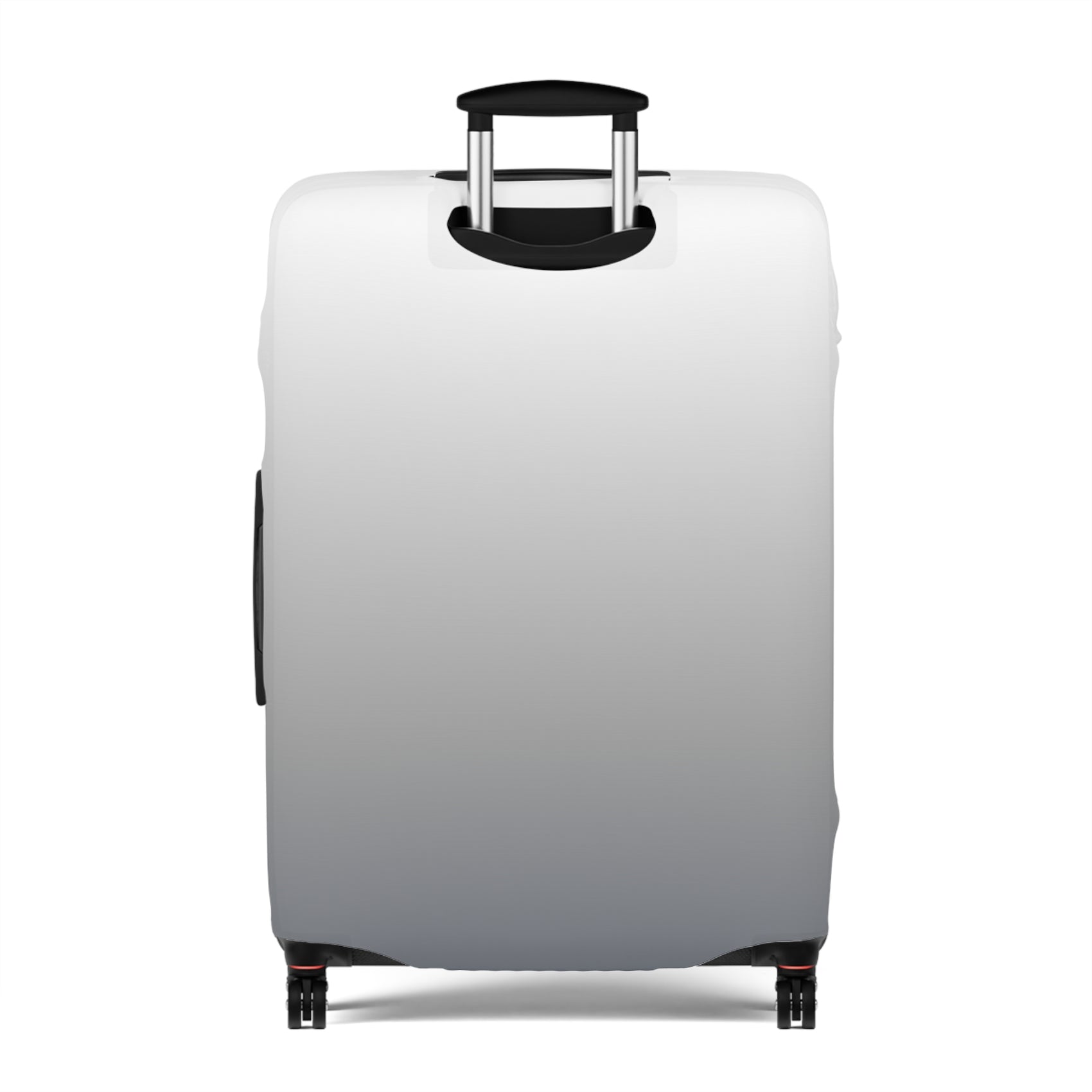 London Fog gray gradient stretch luggage cover fitted on rolling suitcase