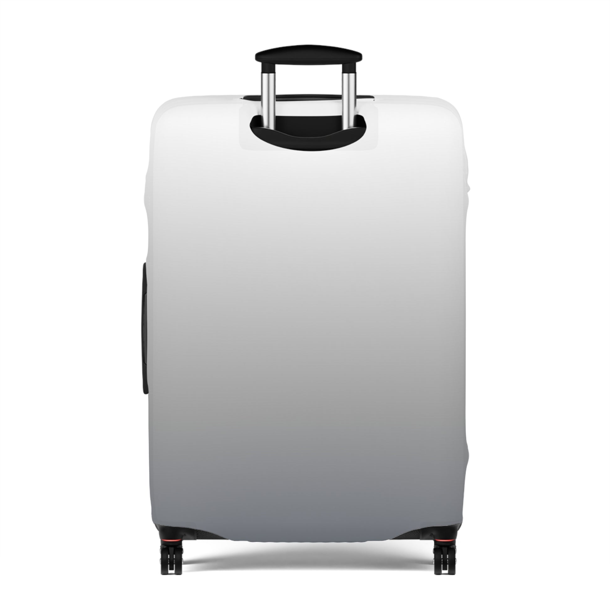 London Fog gray gradient stretch luggage cover fitted on rolling suitcase