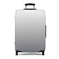 London Fog gray gradient stretch luggage cover fitted on rolling suitcase