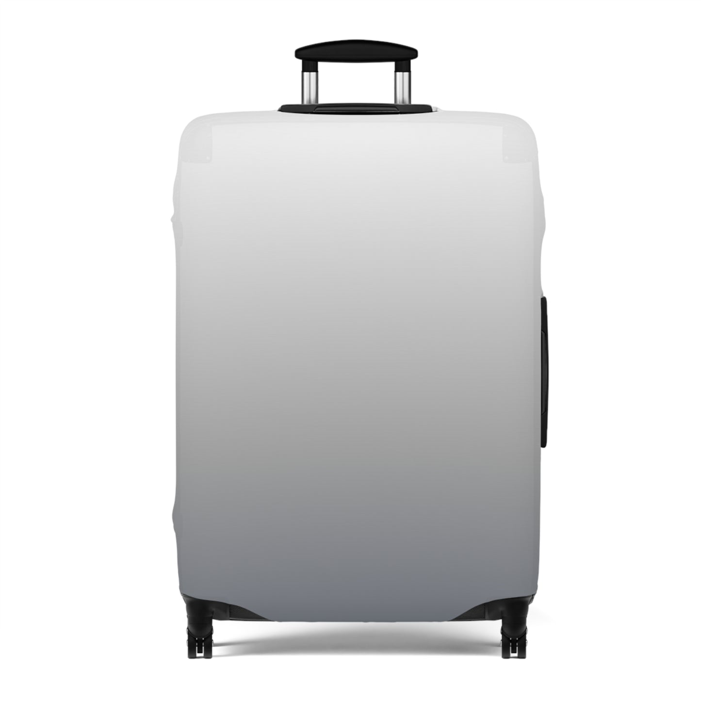 London Fog gray gradient stretch luggage cover fitted on rolling suitcase