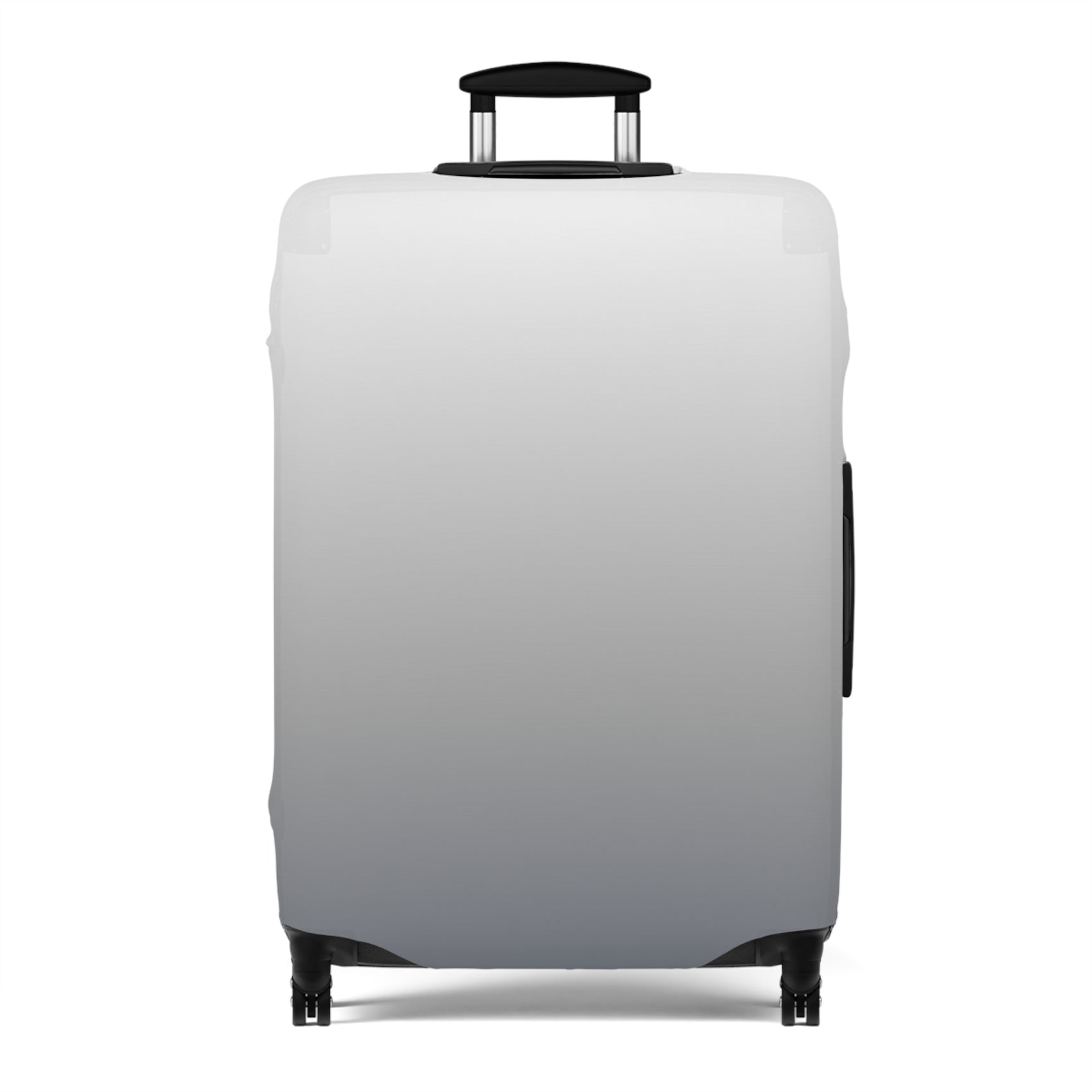 London Fog gray gradient stretch luggage cover fitted on rolling suitcase