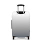 London Fog gray gradient stretch luggage cover fitted on rolling suitcase