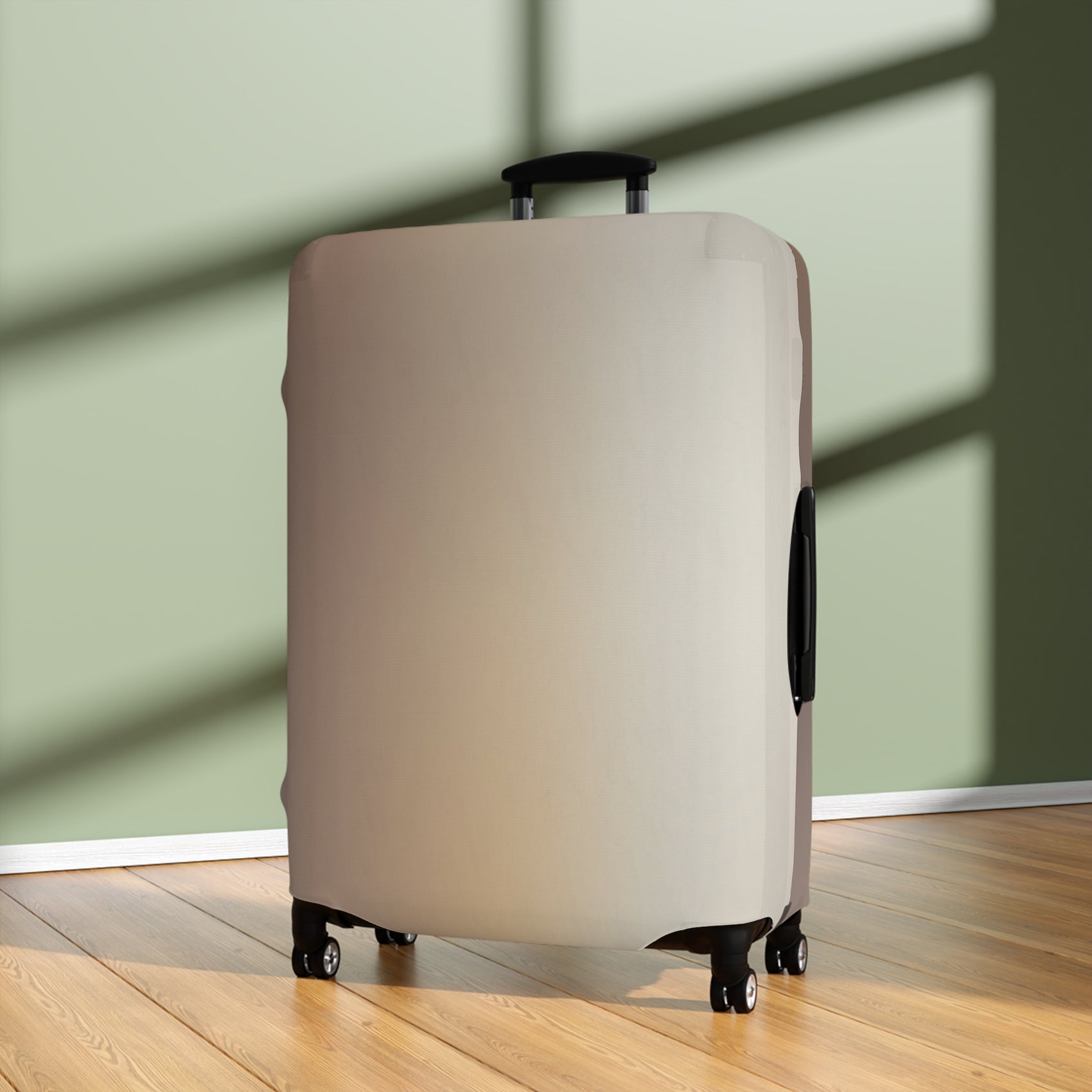 Moroccan Dune beige stretch luggage cover with sand-inspired gradient design fitted on suitcase