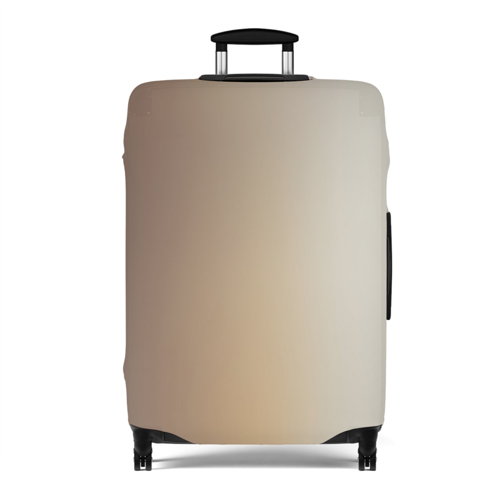 Moroccan Dune beige stretch luggage cover with sand-inspired gradient design fitted on suitcase