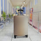 Moroccan Dune beige stretch luggage cover with sand-inspired gradient design fitted on suitcase