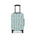 Norwegian Dusk tree pattern stretch luggage cover with white winter trees on blue green suitcase