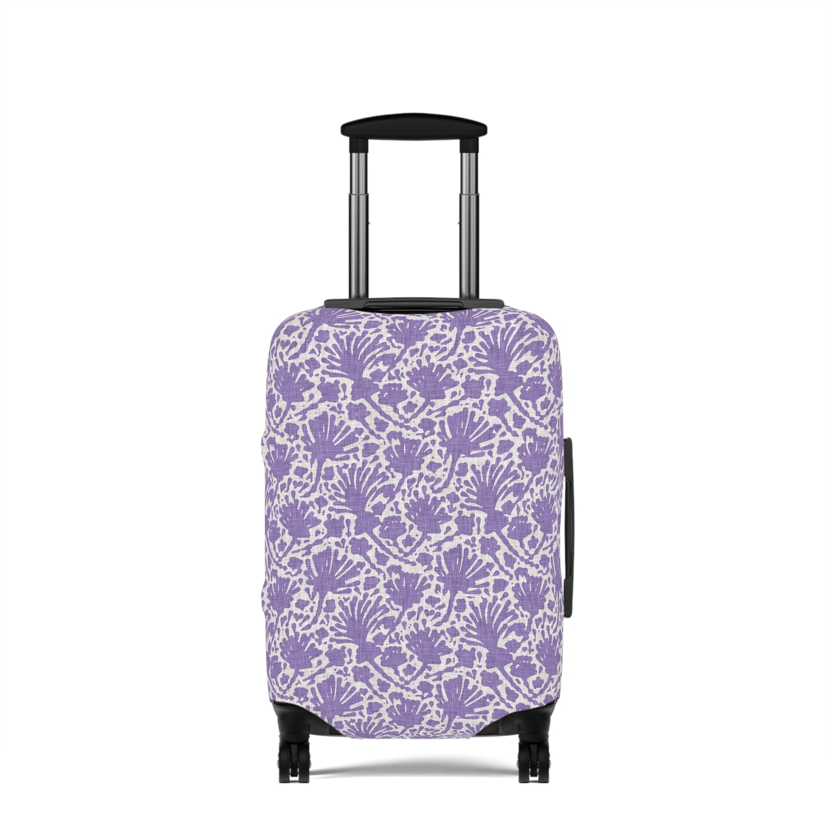 Provençal Lavender floral stretch luggage cover in soft purple tones