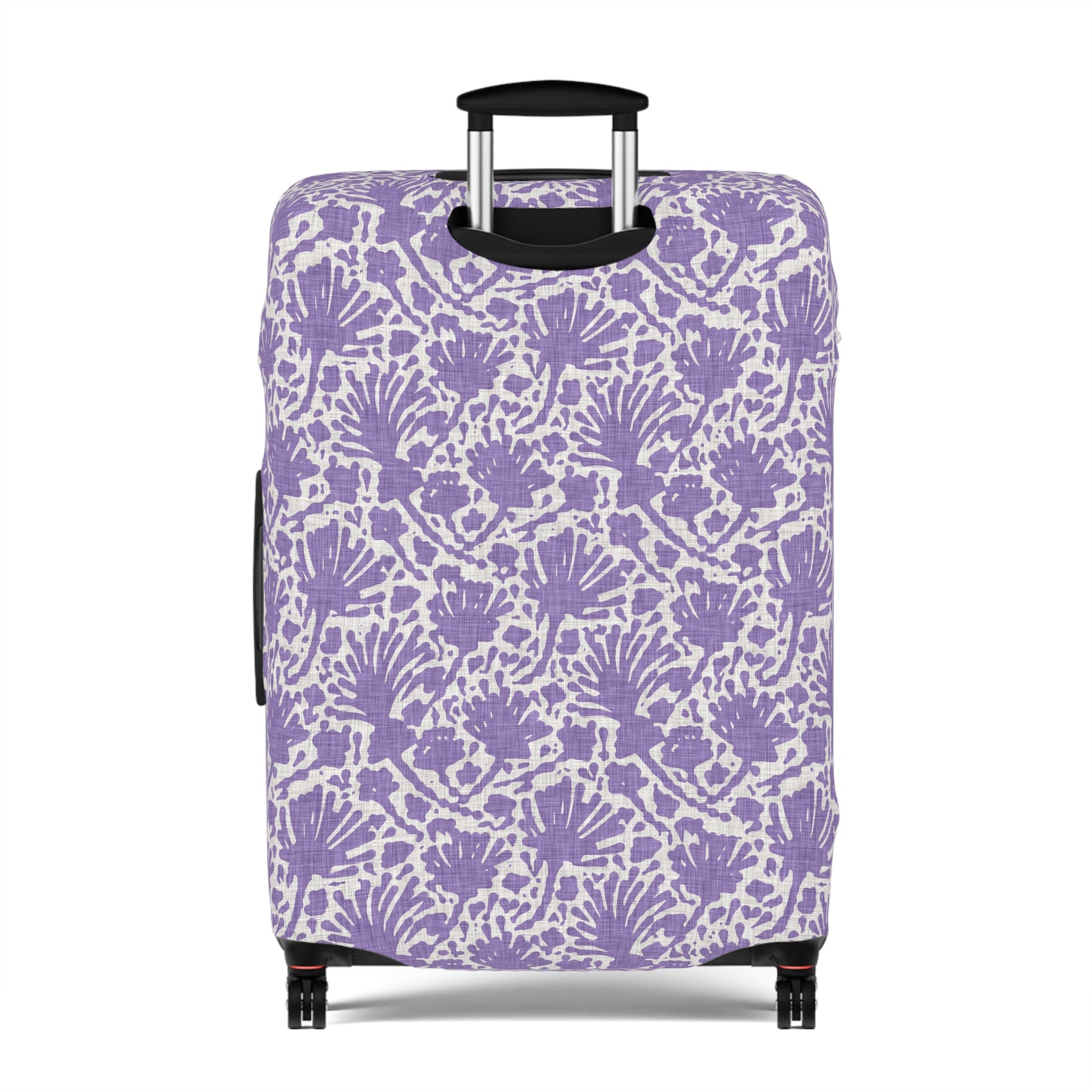Provençal Lavender floral stretch luggage cover in soft purple tones