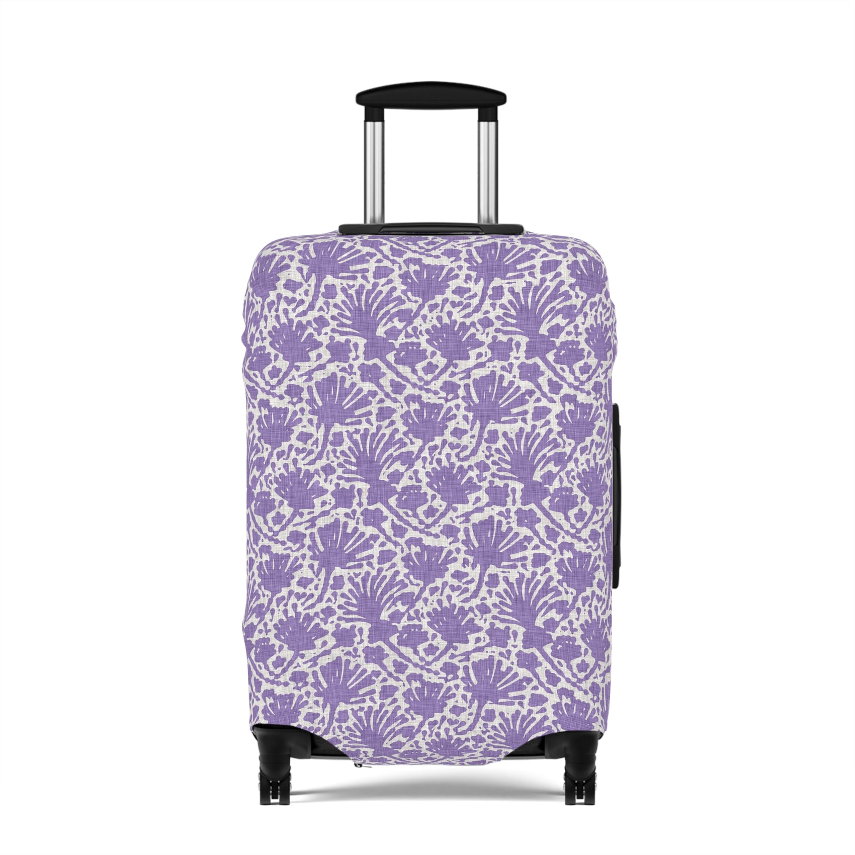 Provençal Lavender floral stretch luggage cover in soft purple tones