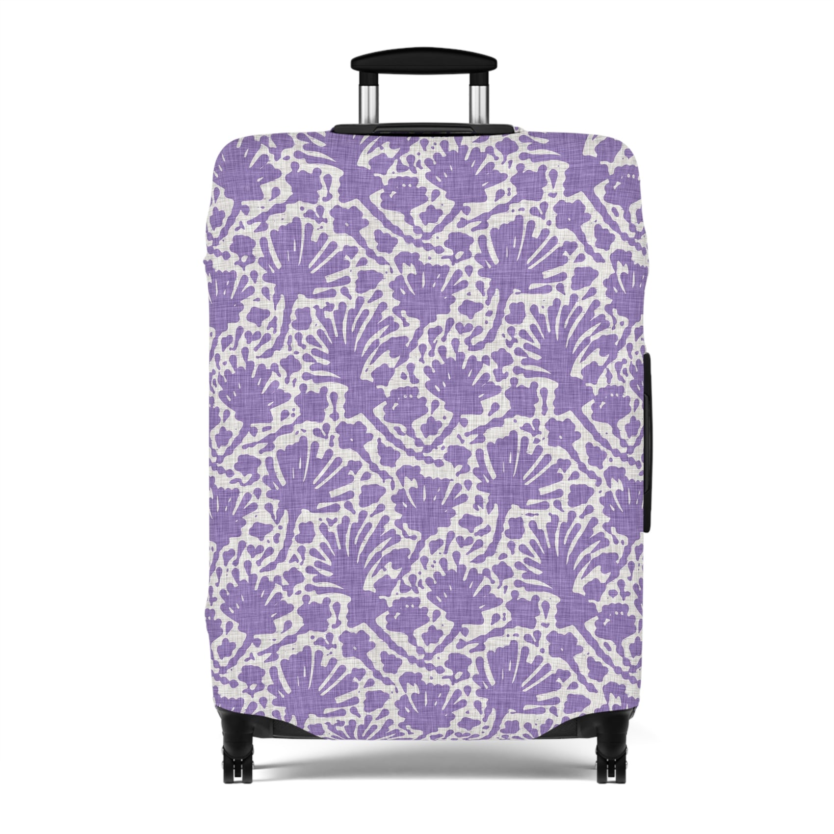 Provençal Lavender floral stretch luggage cover in soft purple tones