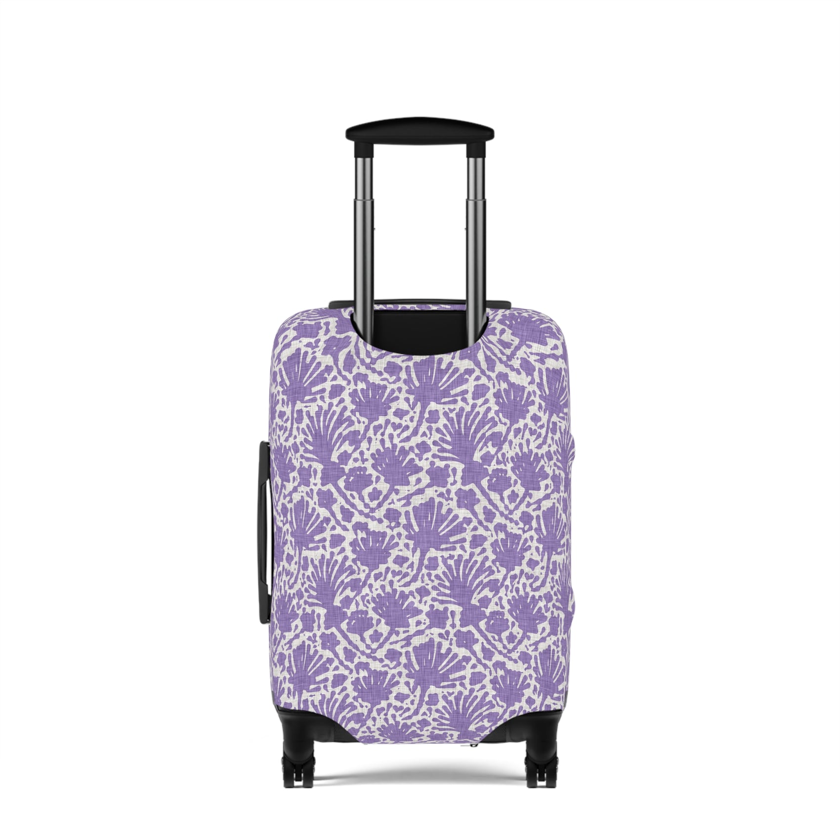 Provençal Lavender floral stretch luggage cover in soft purple tones
