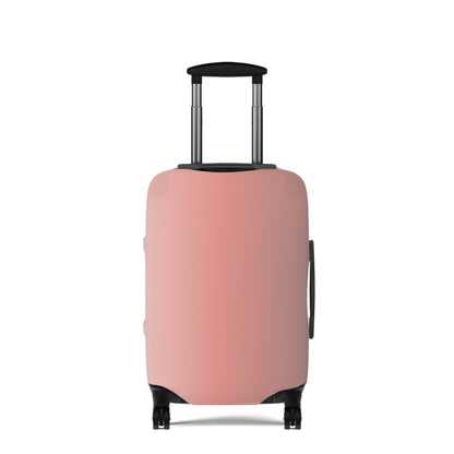 Rosé Afternoon pink stretch luggage cover with blush gradient design fitted on rolling suitcase