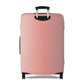 Rosé Afternoon pink stretch luggage cover with blush gradient design fitted on rolling suitcase