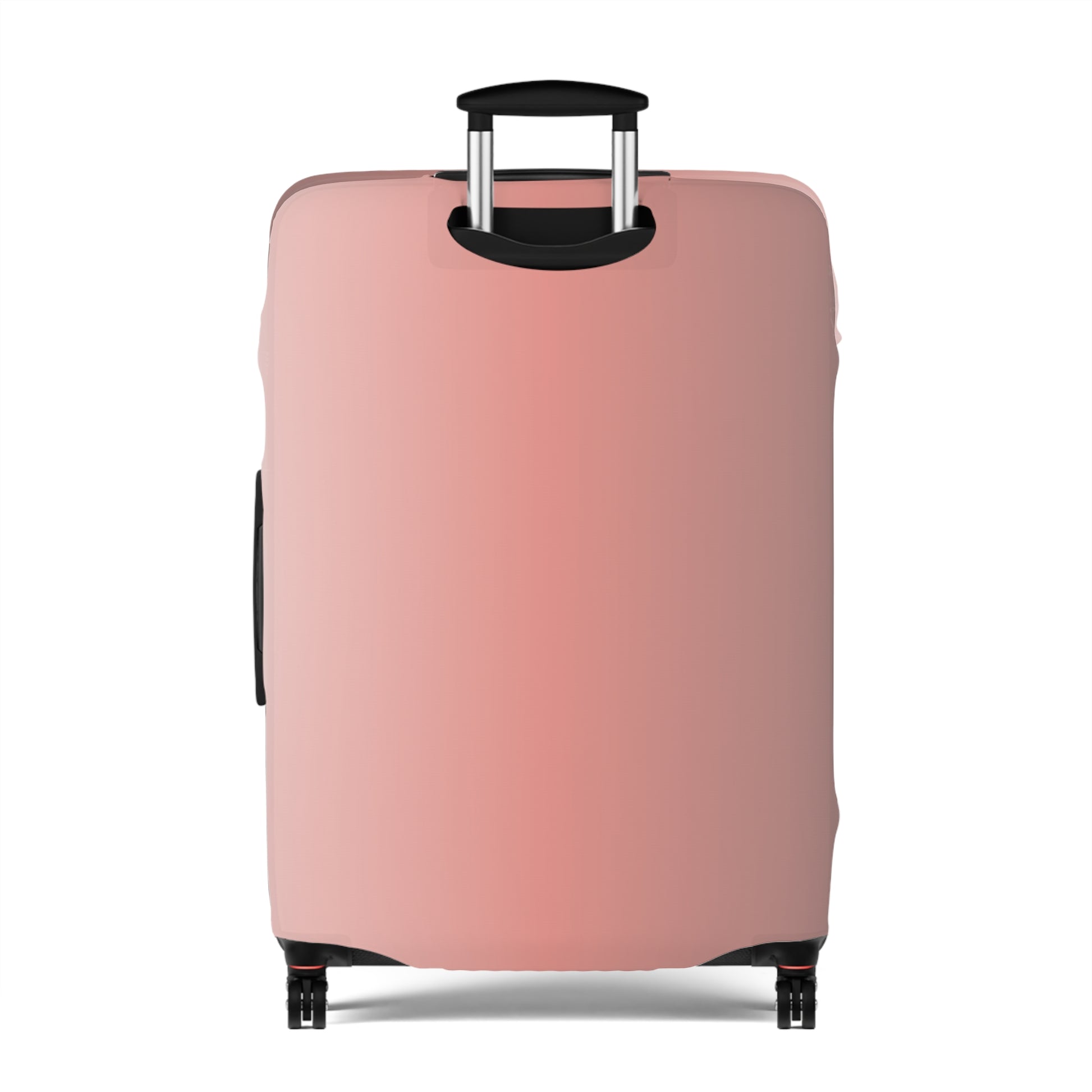 Rosé Afternoon pink stretch luggage cover with blush gradient design fitted on rolling suitcase