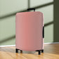 Rosé Afternoon pink stretch luggage cover with blush gradient design fitted on rolling suitcase