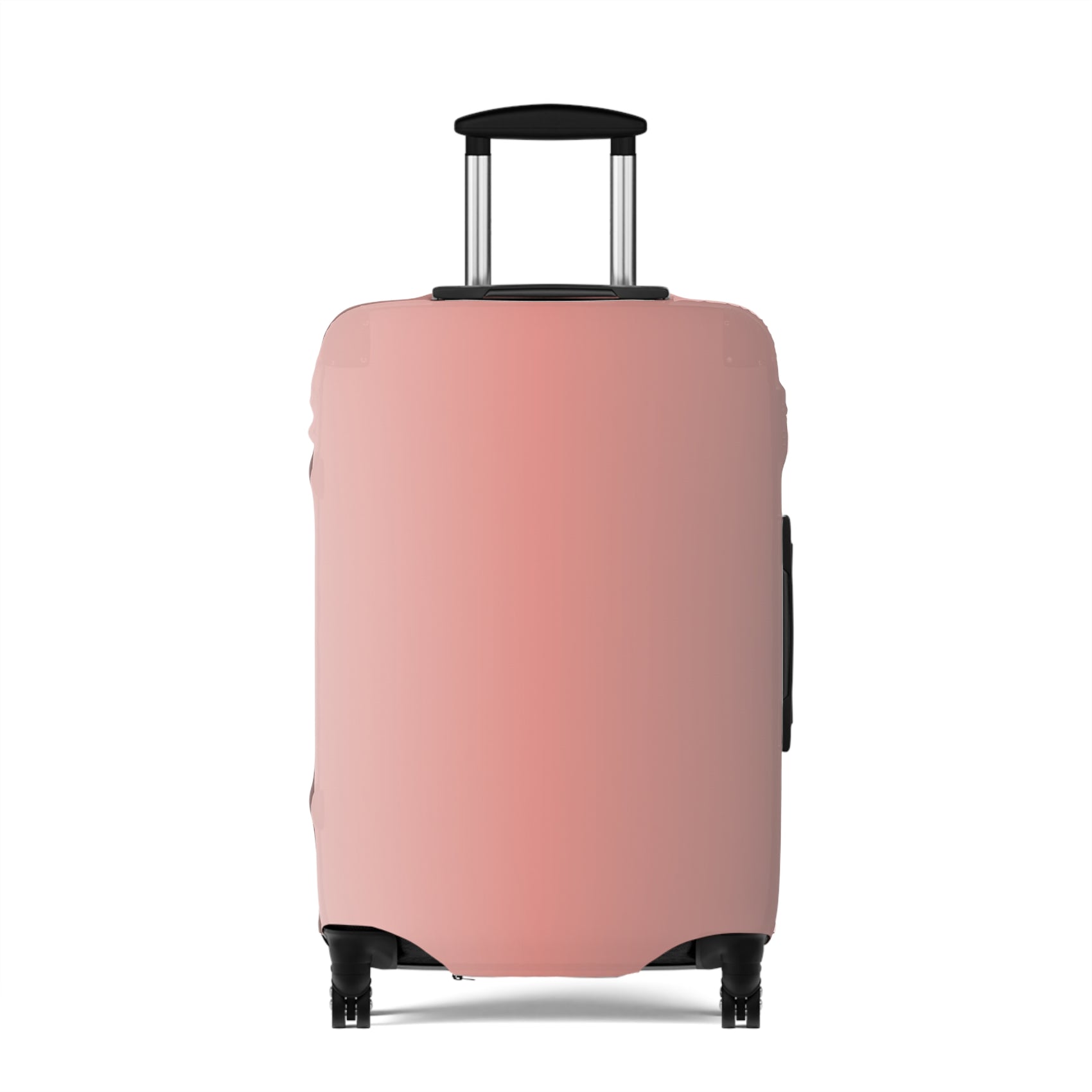 Rosé Afternoon pink stretch luggage cover with blush gradient design fitted on rolling suitcase