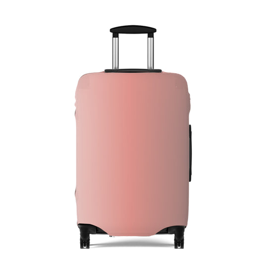 Rosé Afternoon pink stretch luggage cover with blush gradient design fitted on rolling suitcase