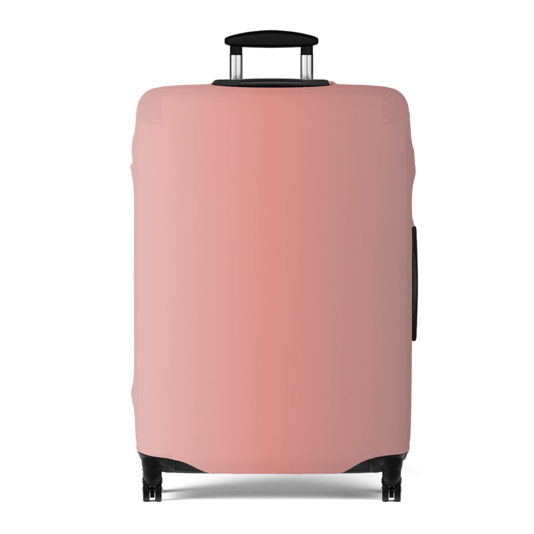 Rosé Afternoon pink stretch luggage cover with blush gradient design fitted on rolling suitcase