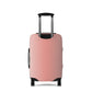 Rosé Afternoon pink stretch luggage cover with blush gradient design fitted on rolling suitcase