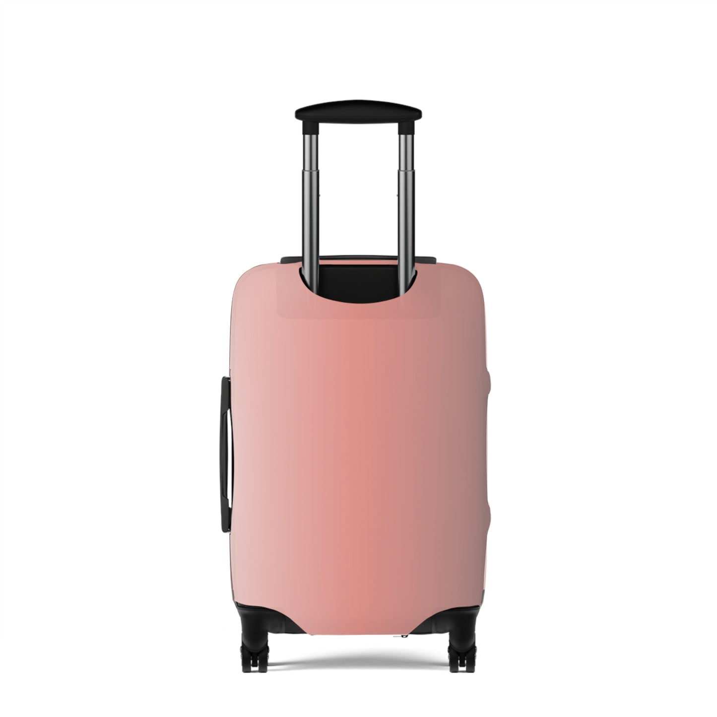 Rosé Afternoon pink stretch luggage cover with blush gradient design fitted on rolling suitcase