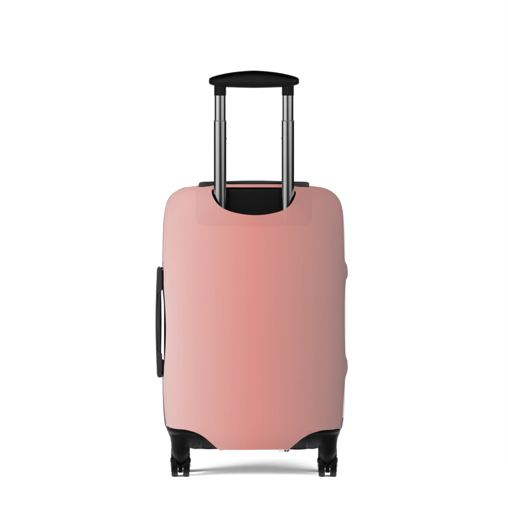 Rosé Afternoon pink stretch luggage cover with blush gradient design fitted on rolling suitcase