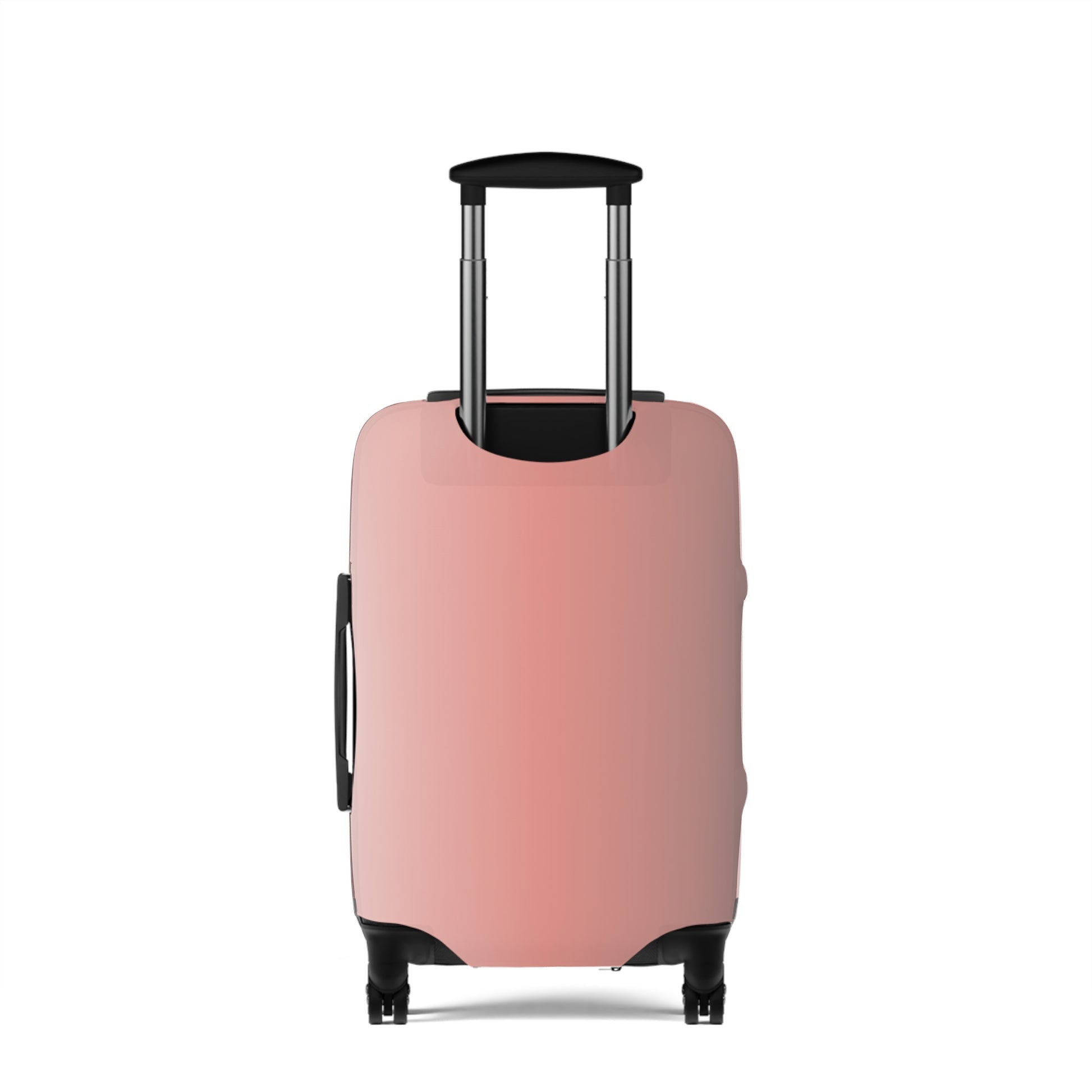 Rosé Afternoon pink stretch luggage cover with blush gradient design fitted on rolling suitcase