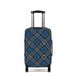 Scottish Highlander blue tartan stretch luggage cover fitted on rolling suitcase
