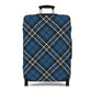 Scottish Highlander blue tartan stretch luggage cover fitted on rolling suitcase
