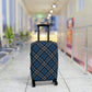 Scottish Highlander blue tartan stretch luggage cover fitted on rolling suitcase