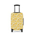 Swedish Meadow yellow floral stretch luggage cover with Scandinavian flower pattern on rolling suitcase