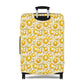 Swedish Meadow yellow floral stretch luggage cover with Scandinavian flower pattern on rolling suitcase