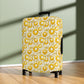 Swedish Meadow yellow floral stretch luggage cover with Scandinavian flower pattern on rolling suitcase