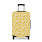 Swedish Meadow yellow floral stretch luggage cover with Scandinavian flower pattern on rolling suitcase