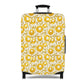 Swedish Meadow yellow floral stretch luggage cover with Scandinavian flower pattern on rolling suitcase
