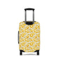 Swedish Meadow yellow floral stretch luggage cover with Scandinavian flower pattern on rolling suitcase