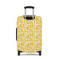 Swedish Meadow yellow floral stretch luggage cover with Scandinavian flower pattern on rolling suitcase
