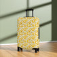 Swedish Meadow yellow floral stretch luggage cover with Scandinavian flower pattern on rolling suitcase