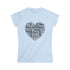 Wanderheart women’s travel t-shirt with heart-shaped collage of global cities
