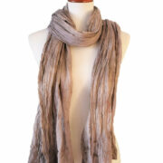 Hand-Dyed Cotton Scarf Naturally Dyed with Avocado and Madder Eco-Friendly Lightweight Cotton Scarf Draped Over Shoulders Soft Cotton Scarf in Earthy Tones with Natural Dye Variations Ethically Made Handwoven Scarf Styled as a Headwrap USA-Made Sustainable Fashion Scarf in Soft Cotton